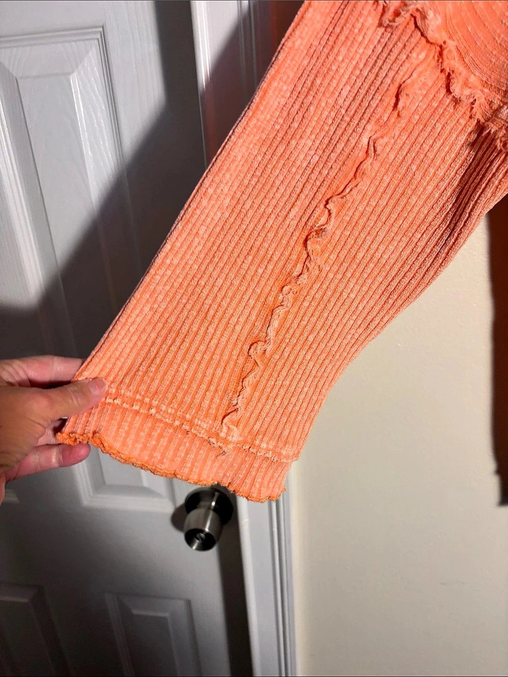 Easel Distressed Knit Tunic in Orange - Picture 6 of 9